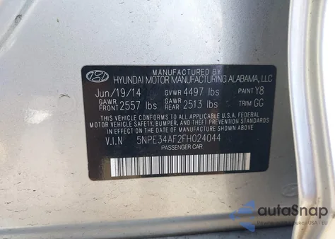 2015 Hyundai Sonata Limited z USA, uszkodzony, nr VIN 5NPE34AF2FH024044